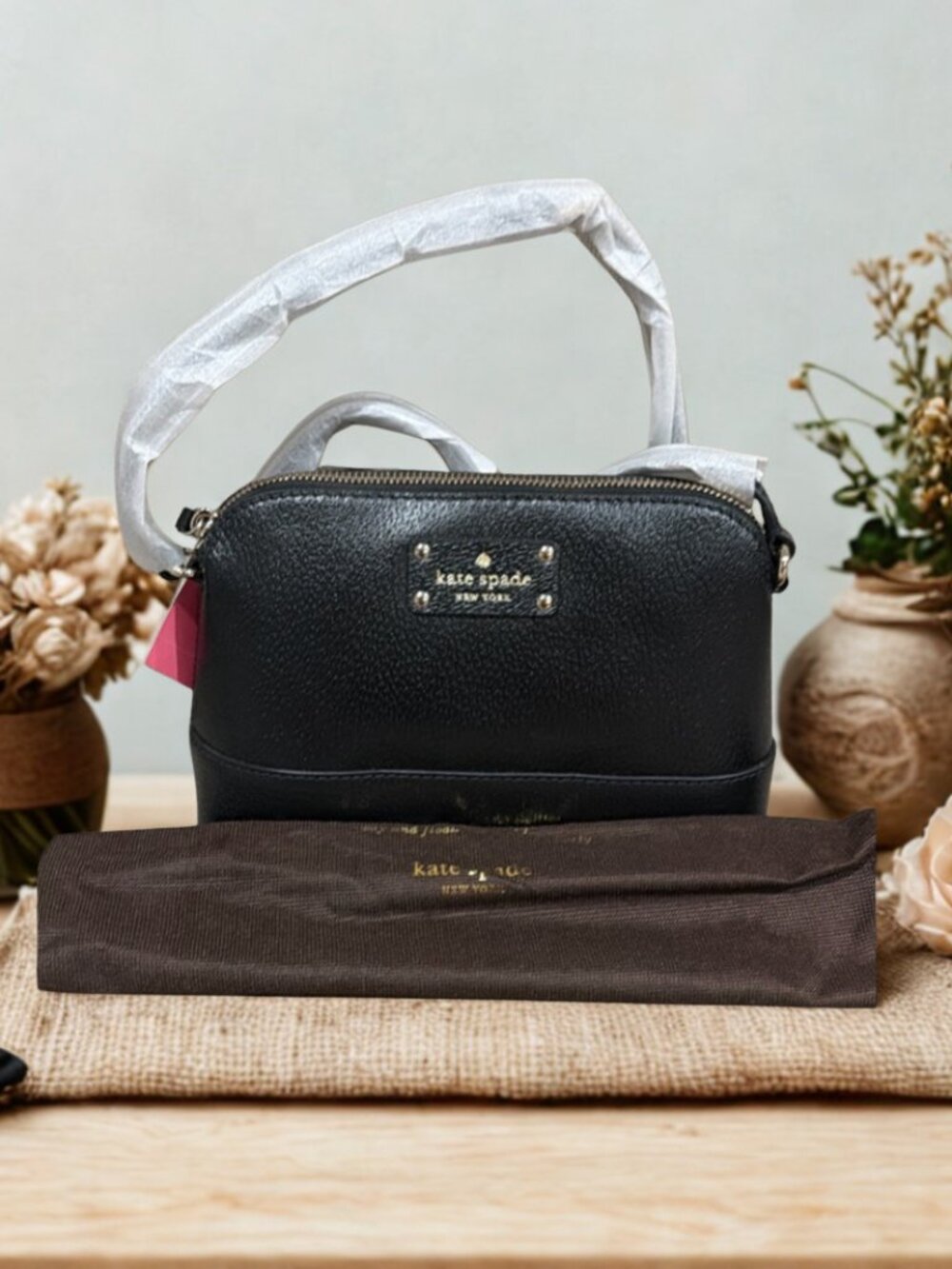Kate Spade Black Dome Satchel Crossbody Bag New w Dust Bag